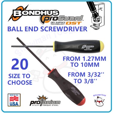 BALL HEAD SCREWDRIVER BONDHUS BRAND BALL END SCREWDRIVER BALL POINT ...