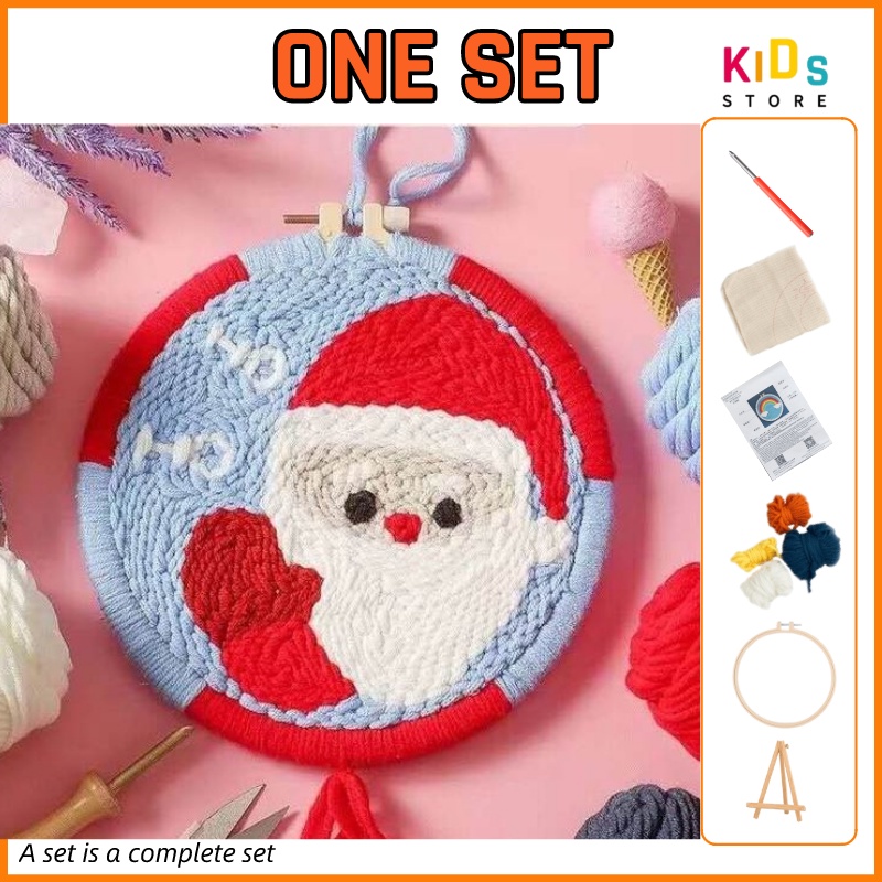 Embroidery Kit Needlework for Beginner Punch Needle Cross Stitch Set ...