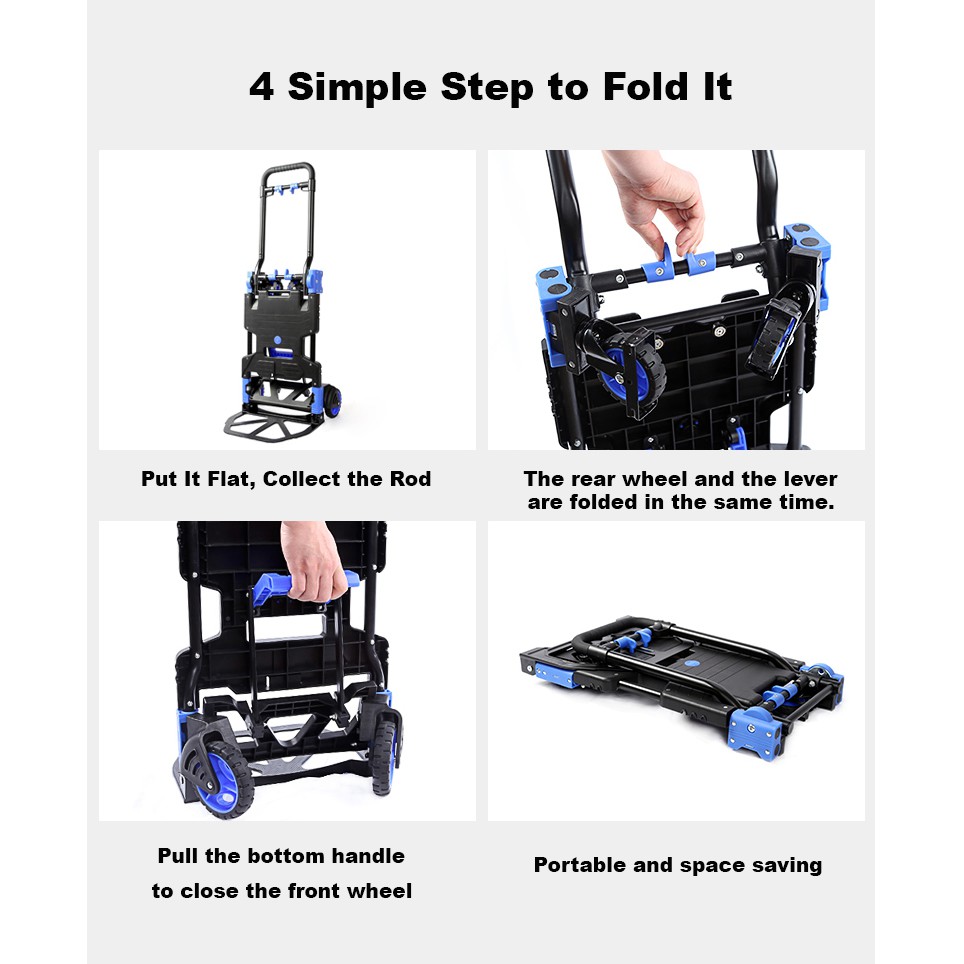 J&E Two Way Heavy Duty Trolley Foldable Trolley 2 in 1 Trolley 4 Wheel ...