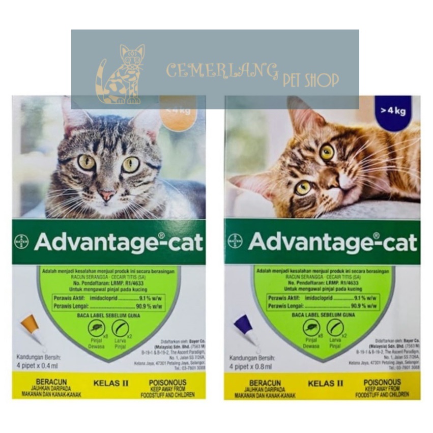 Bayer Advantage Cat Spot On S ( 4KG ) Flea Treatment / Ubat Kutu