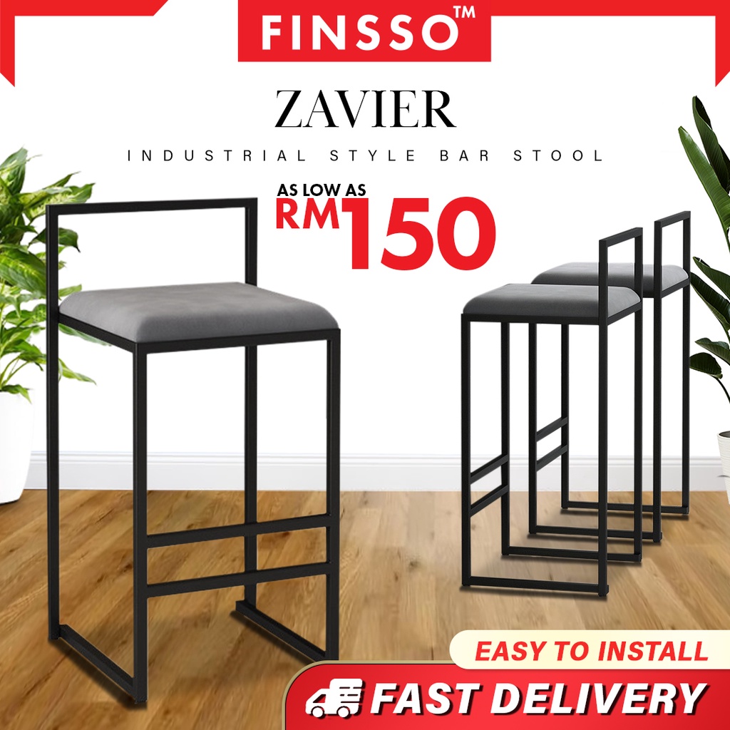 FINSSO Zavier Black Steel High Bar Stool Shopee Malaysia
