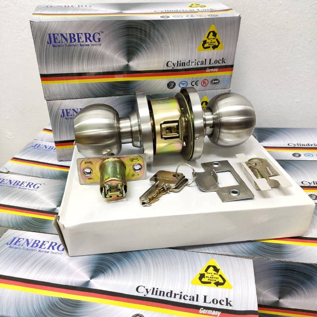 [READY STOCK] JENBERG C3001 Stainless Steel Cylindrical Door Lock Set ...