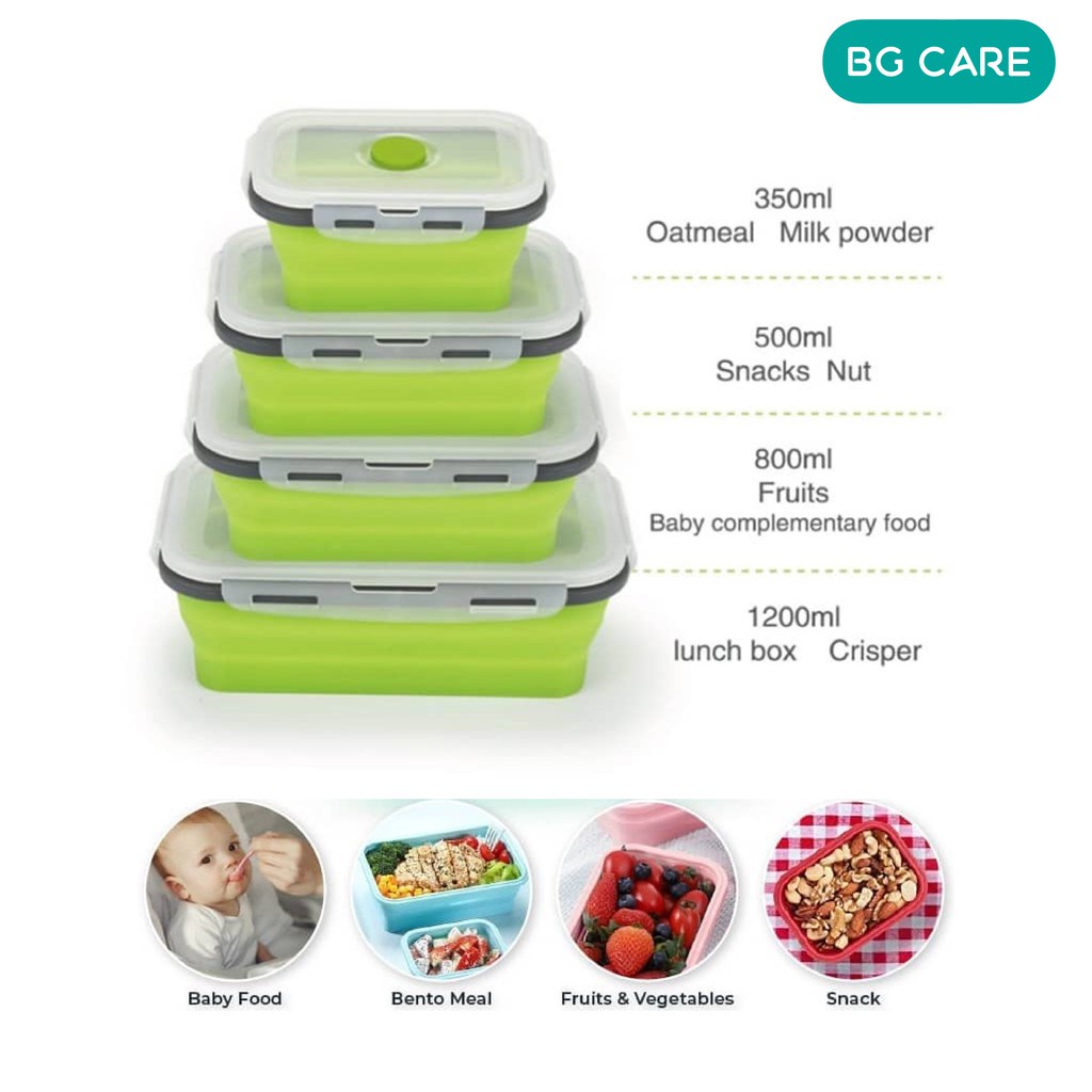 Silicone Collapsible Foldable Tupperware Container Food Grade Storage ...