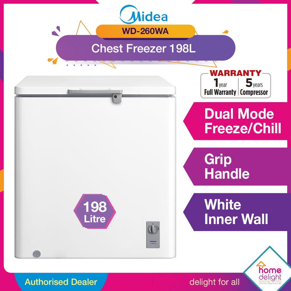 Midea Chest Freezer Dual Mode 99L 142L 198L[ MDRC151FZB01 / MDRC151