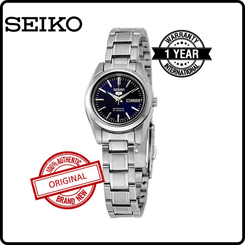 SYMK15K1 CLASSIC SEIKO 5 Ladies Original Brand New Automatic Analog Blue Dial Day Date Stainless Steel Dress Watch Shopee Malaysia