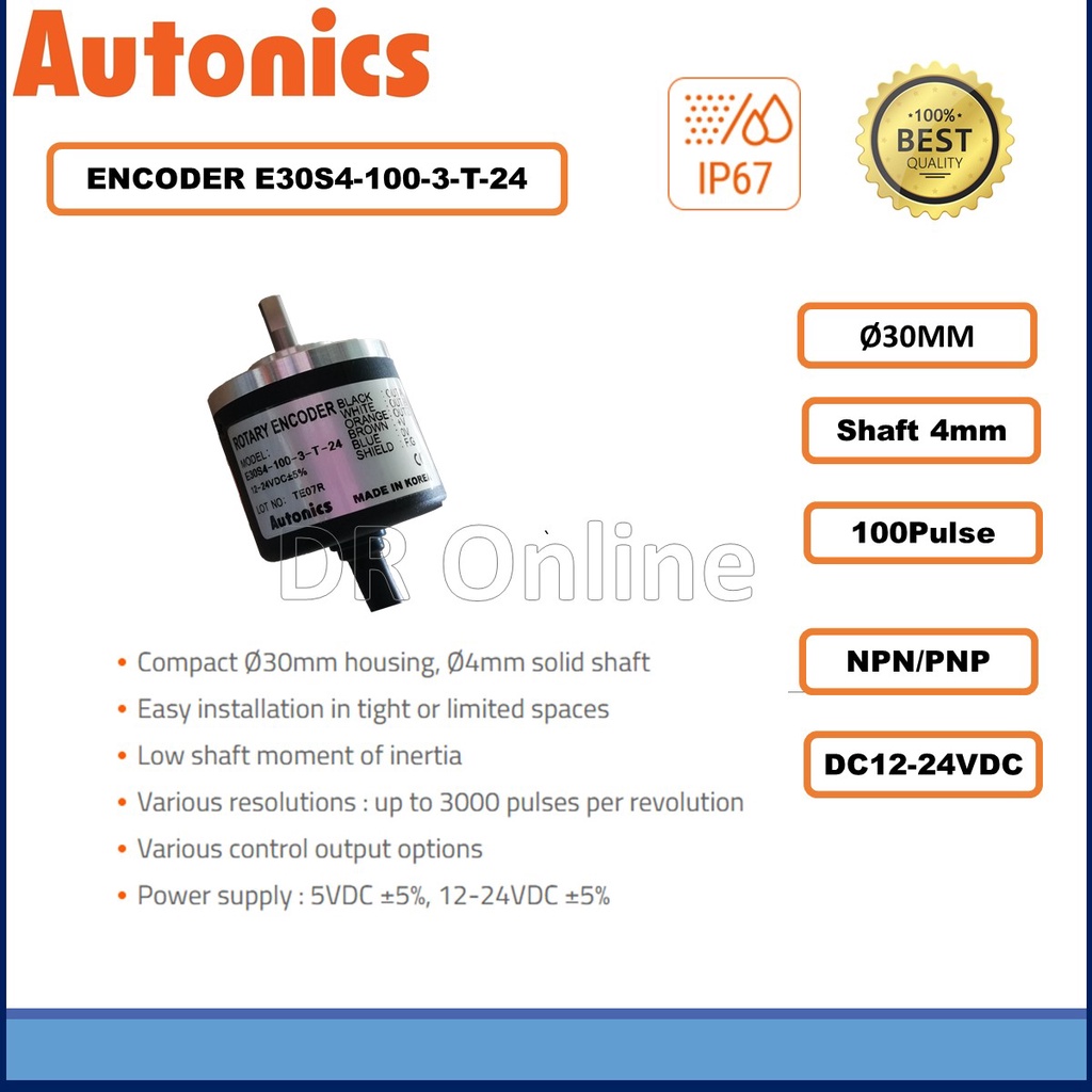 Autonics Rotary Encoder 30MM 4MMShaft 100Pulse Totem pole output 12 ...