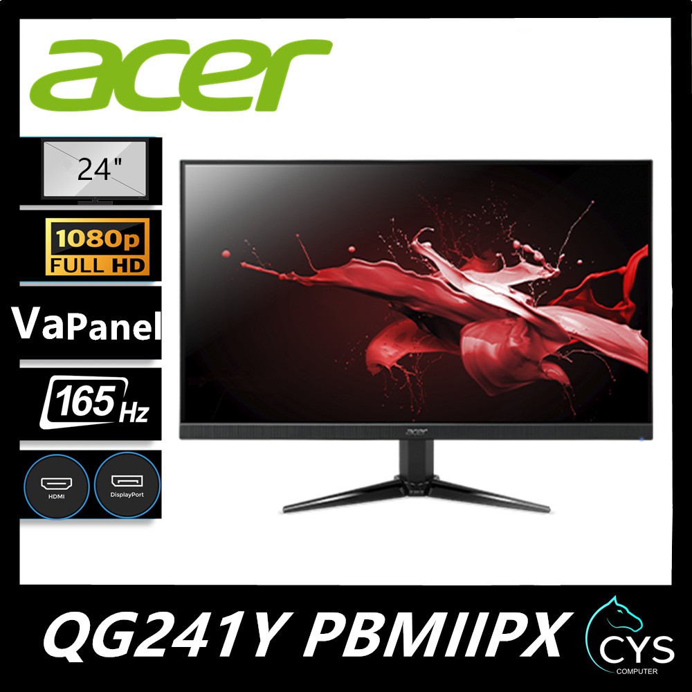 ACER NITRO QG241Y/QG241YP 23.8” FHD 165HZ 1MS FREESYNC GAMING MONITOR ...