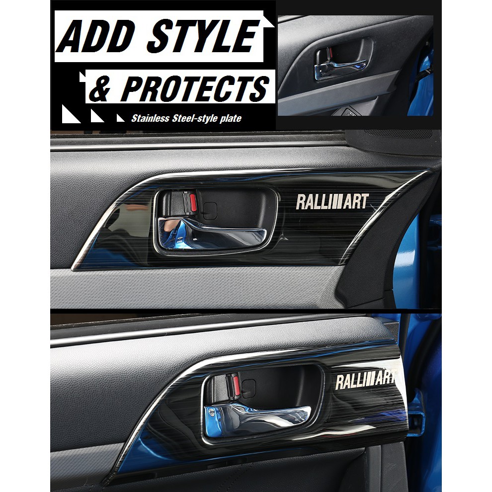 RALLIART Stainless Steel Door Decorative Panel Cover for Mitsubishi ...