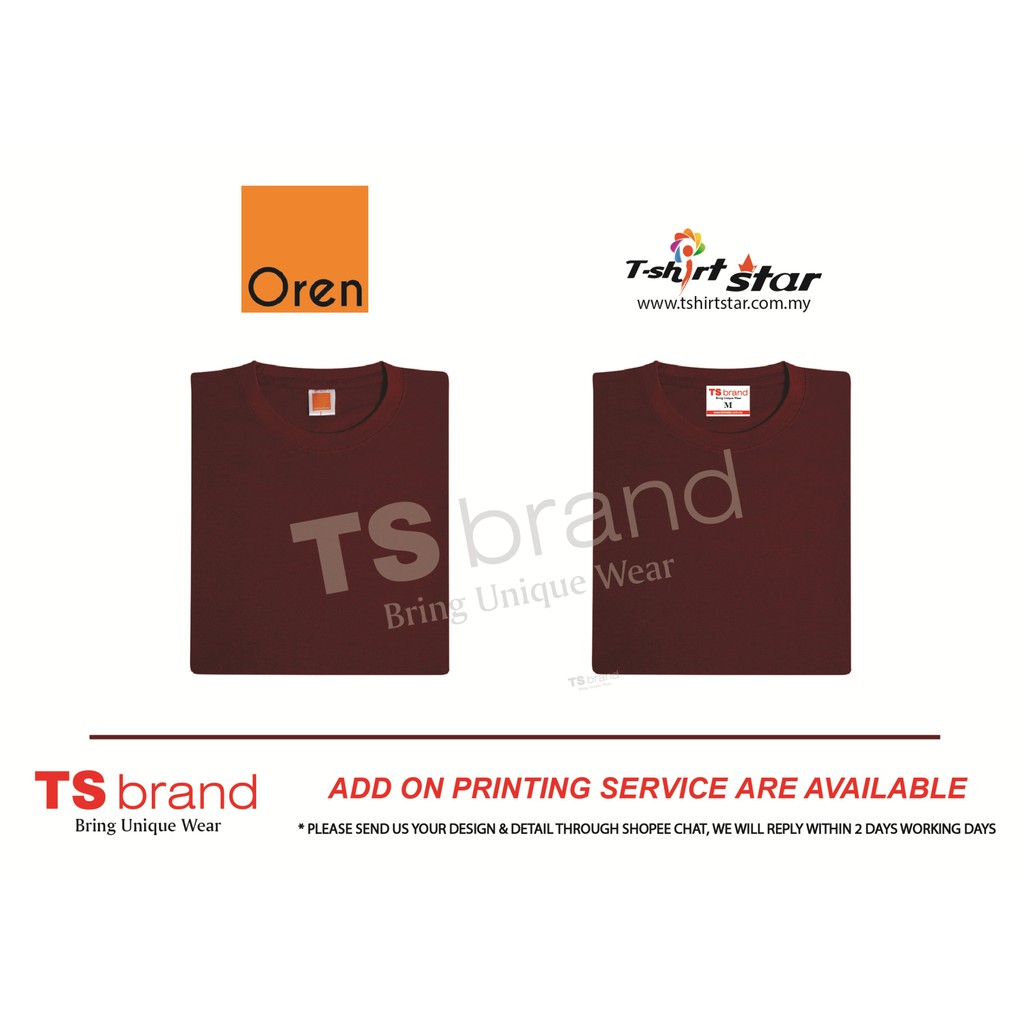 100% Cotton 160gsm T-shirt CT5206 (COLOR: MAROON)