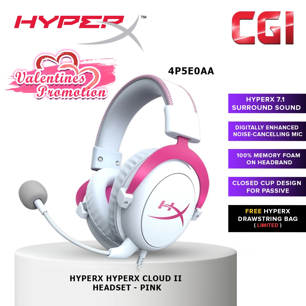 HyperX Cloud II Wired Gaming Headset Valentine's Edition - Pink ...