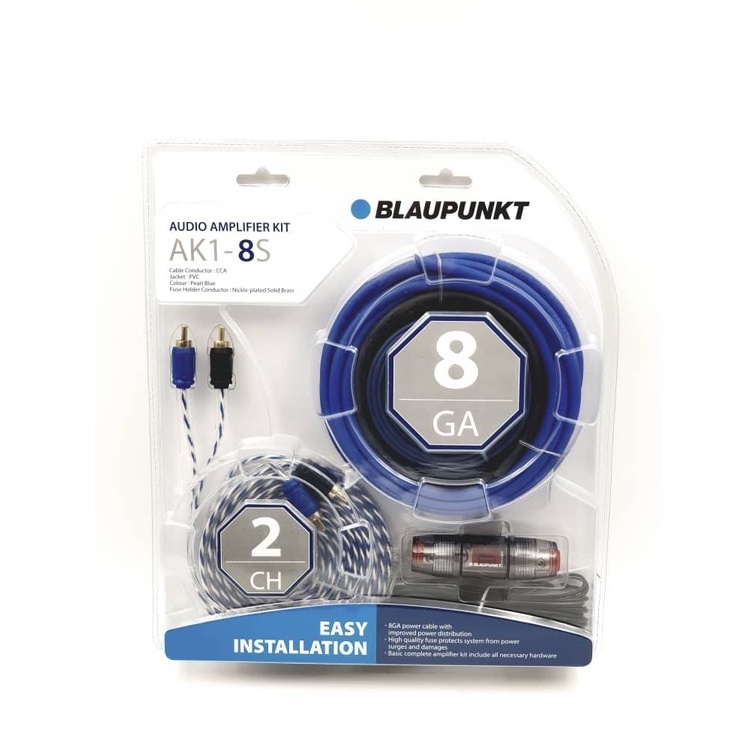 Blaupunkt 8 Gauge Wiring Kit AK18S Cable Set For Amplifier 2Channels