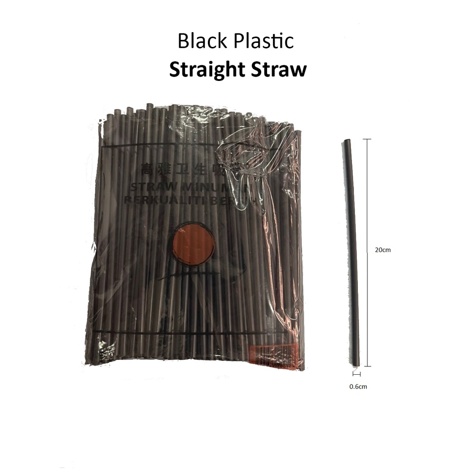 Plastic Straw / Flexible & Giant & Straight Straw / BLACK Plastic Straw