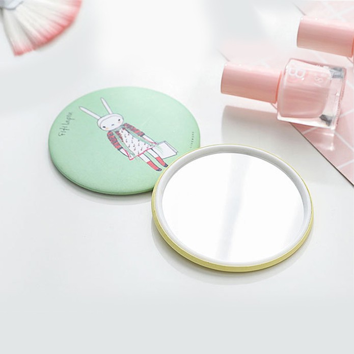 Mini Portable Mirror Convenient Cute Cartoon Circular Hand Mirror