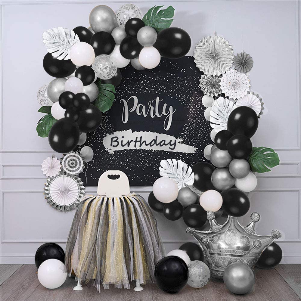 Black and White Birthday Party Decoration, Monochrome Balloon Garland,  COL017, COL016, P145, P163 