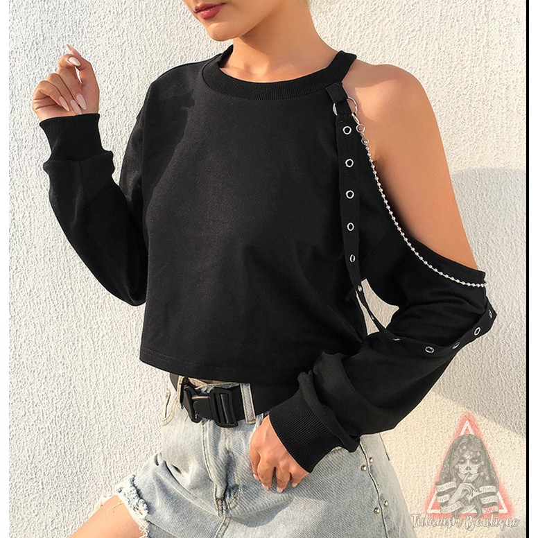 One side cheap off shoulder sweatshirt