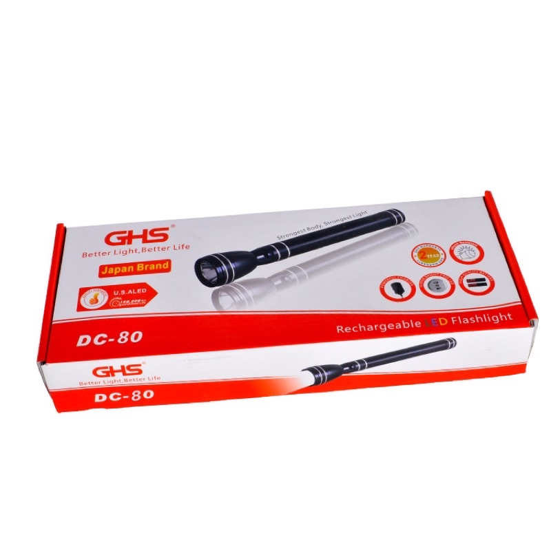 ORIGINAL 2 Years Warranty GHS JAPAN RECHARGEABLE TORCH LIGHT DC80 ...