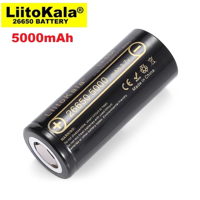 Batterie Rechargeable Liitokala 26650 - 5000mAh 3.7V 20A - Lithium-ion - NEUF