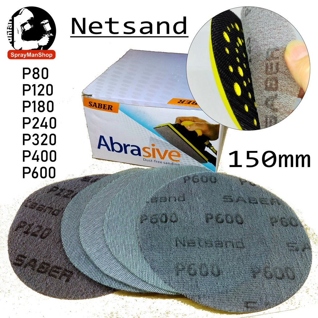 Sanding Disc 150mm Saber Netsand Mirka Autonet with Velcro Backing ...