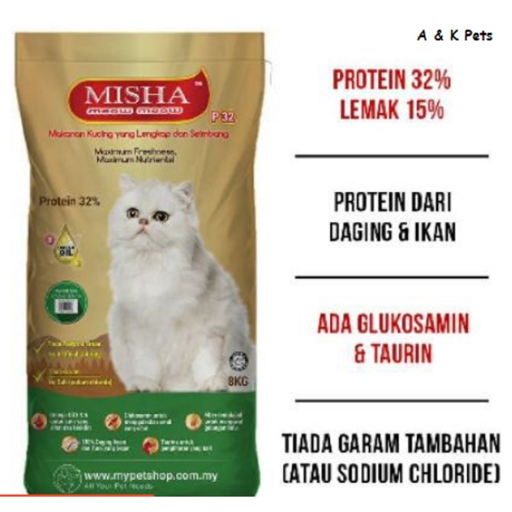 Misha Dry Cat food kibbles kibble Makanan Kucing Misha high protein 猫粮