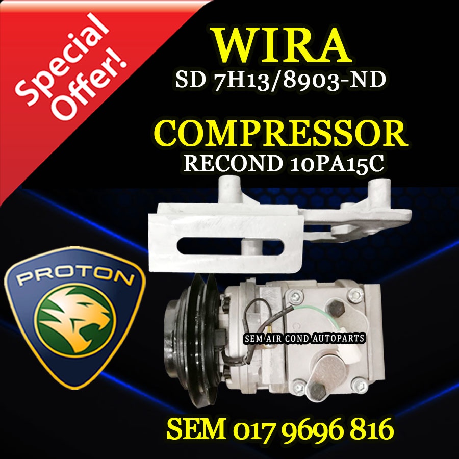 PROTON WIRA 1.5CC SANDEN 7H13/8903 TO DENSO 10PA15C RECOND COMPRESSOR ...