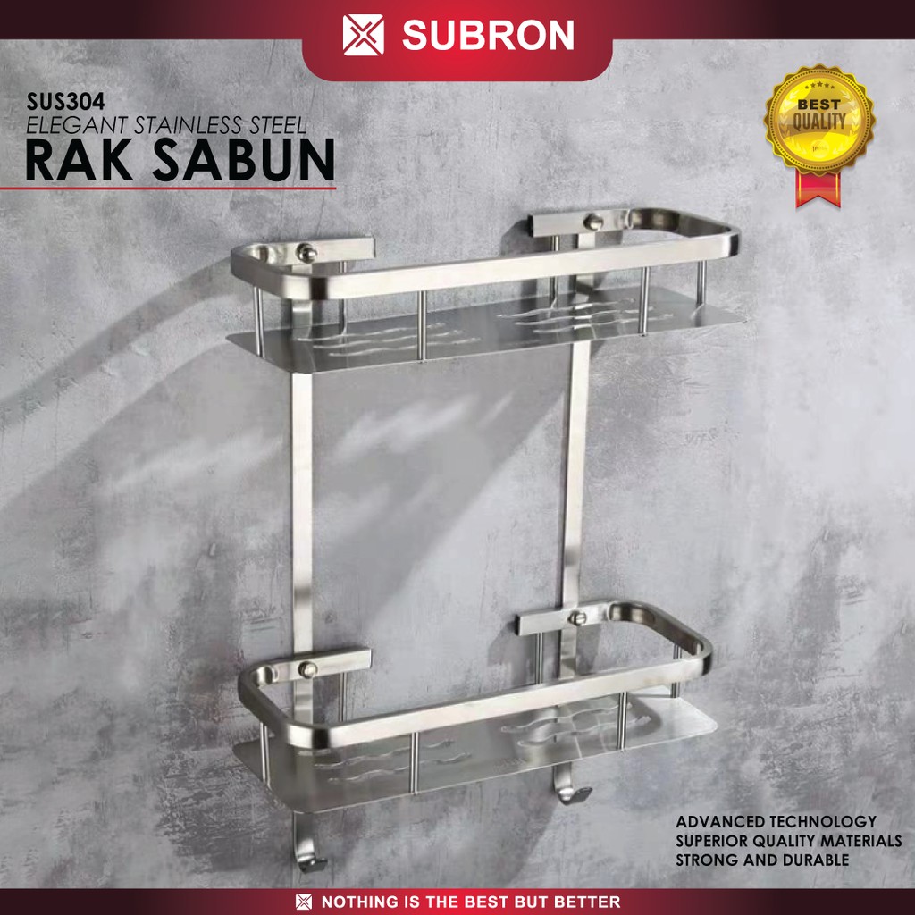 SUBRON SUS304 Square Soap Rack 2 Layers Bathroom Multi-Purpose Shampoo ...