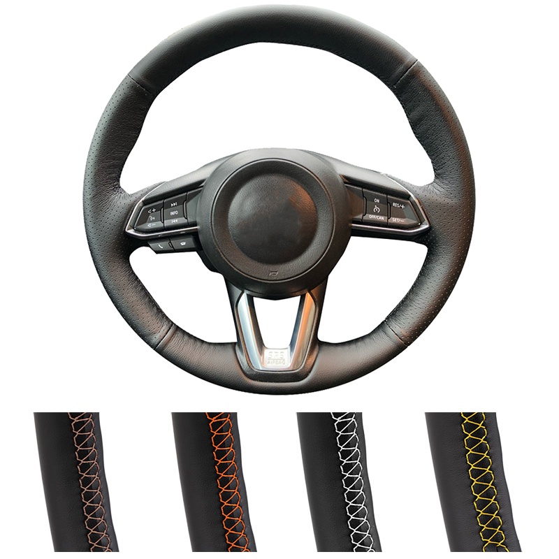Microfiber Leather Car Steering Wheel Cover Black Beige Custom Made
