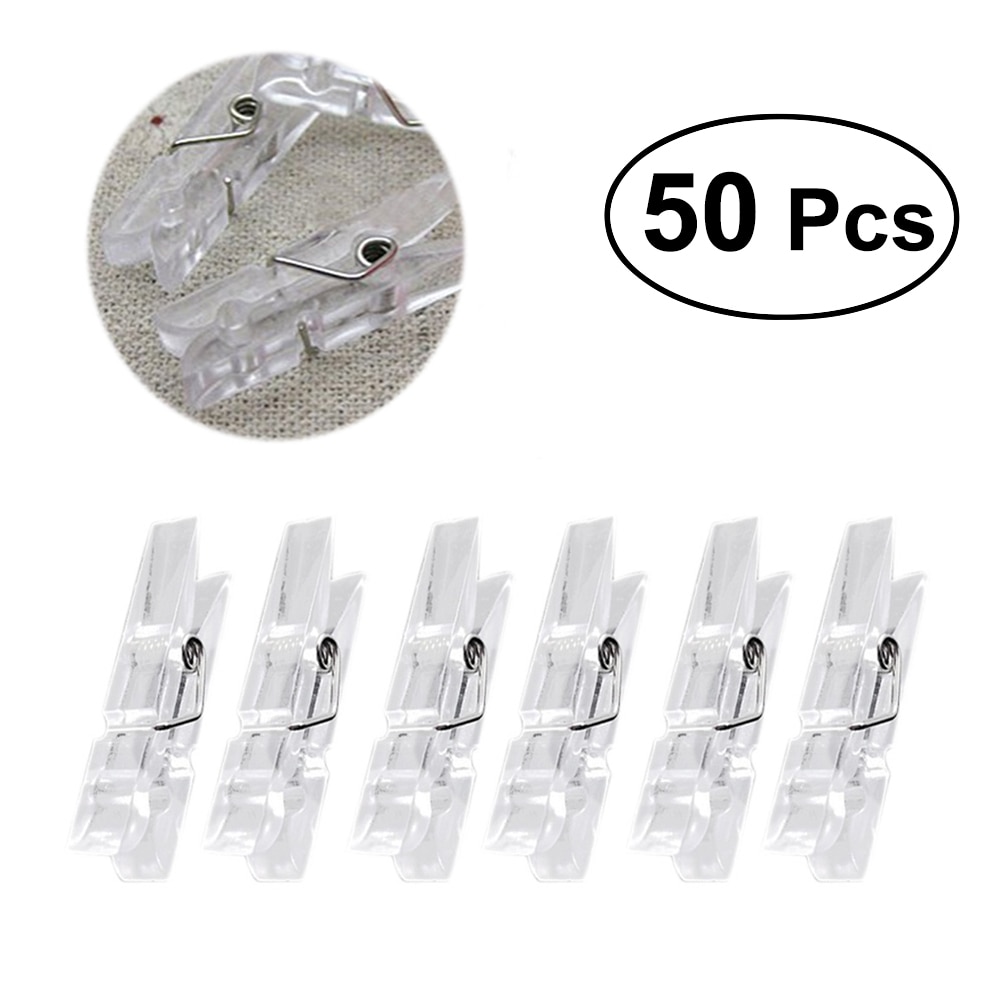 50pcs Spring Hanging Clips Clamps Plastic Clothes Line Clips Mini Paper ...