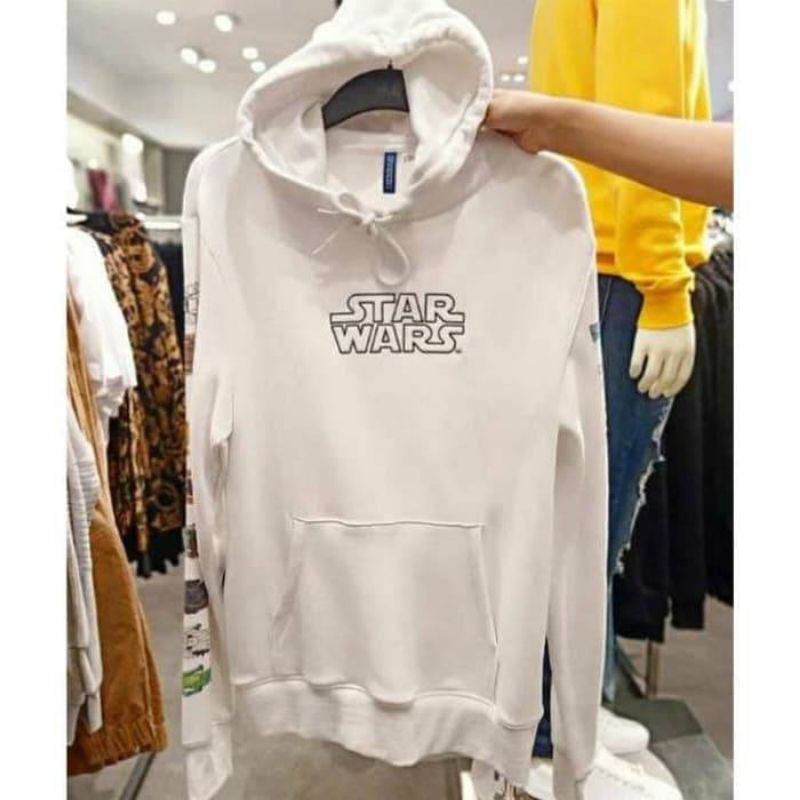 H M PUTIH H m Star Wars White Hoodie H m star wars the rise of skywalker chest embroidered Hoodie Men s Hoodie Shopee Malaysia