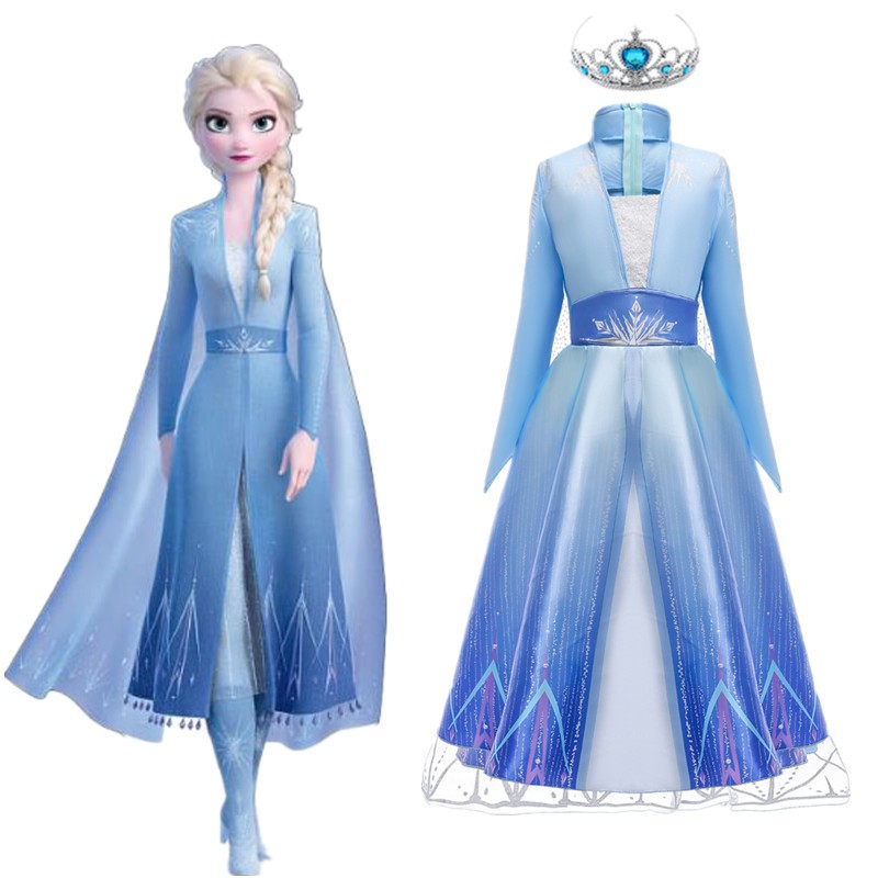 Girl Frozen 2 Elsa Dress For Girl Snow Queen Princess Cosplay Kids Anna  Costume Children Halloween Party Girl Clothing