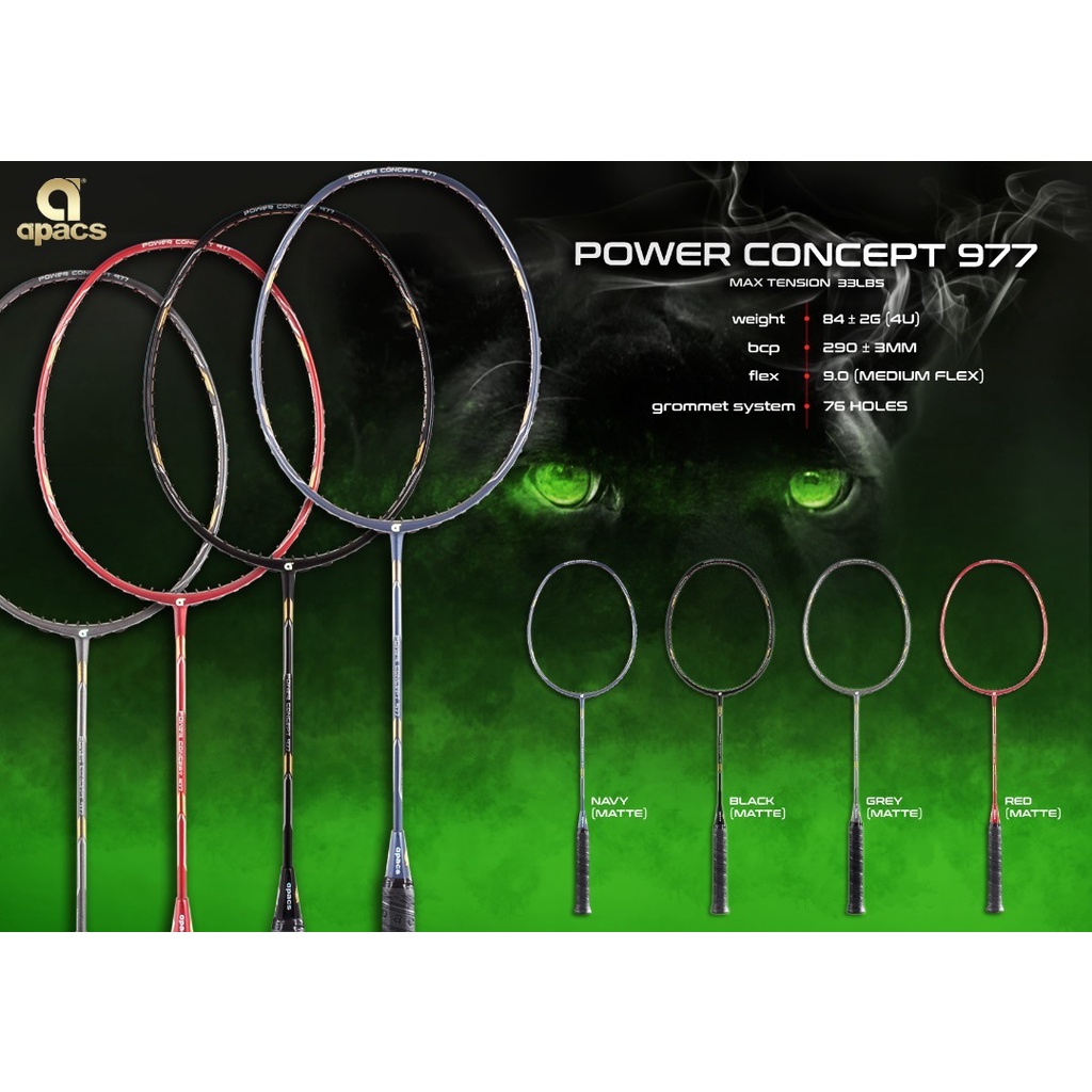 (No String) ORIGINAL Apacs Power Concept 977 Series Badminton Racket (1 ...