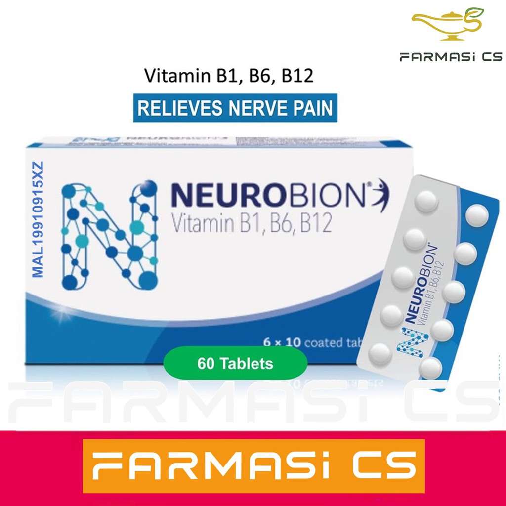 Neurobion Vitamin B1 B6 B12 Strengthen Nerves 60 Tablets EXP10/2024