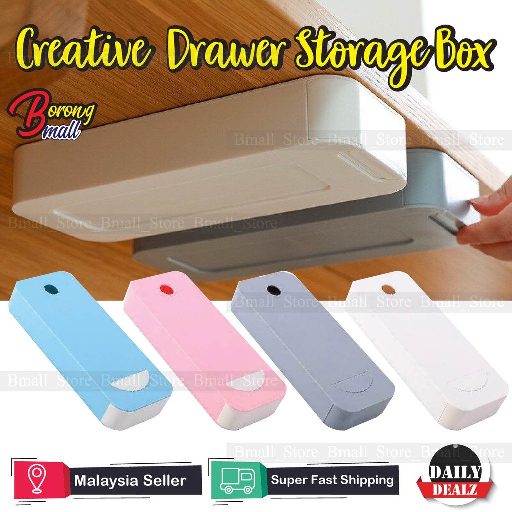 Hidden Drawer Storage Box Under Table Stationery Case Desk Organizer ...