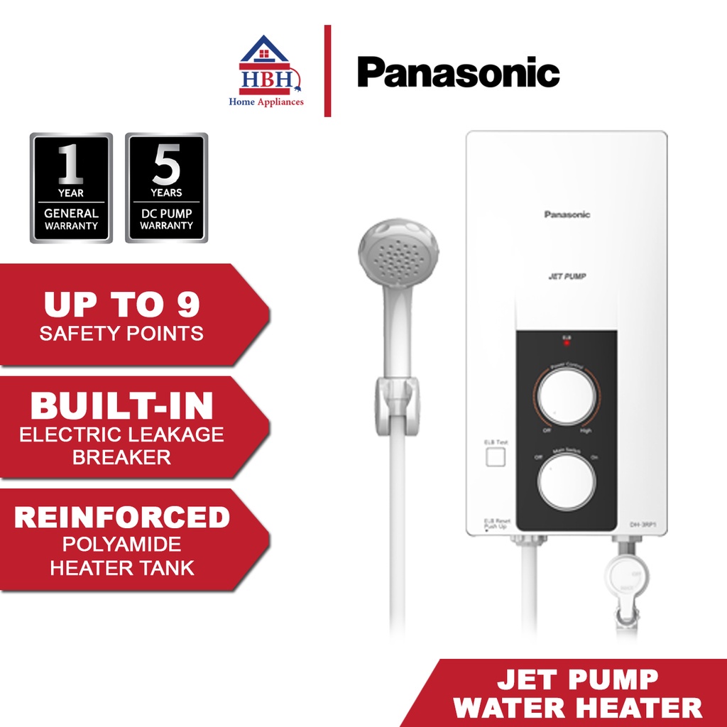Panasonic Jet Pump Standard Series Home Shower Water Heater DH3RP1MK