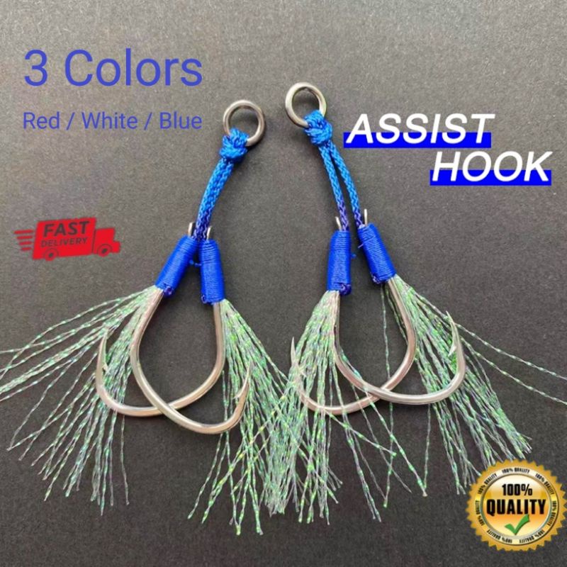 Assist Hooks For Jigging - Slow/Fast Jigs Fishing Hooks, 3 Pcs, Size 2/0-3, Glow Green, High Carbon Steel - View #14