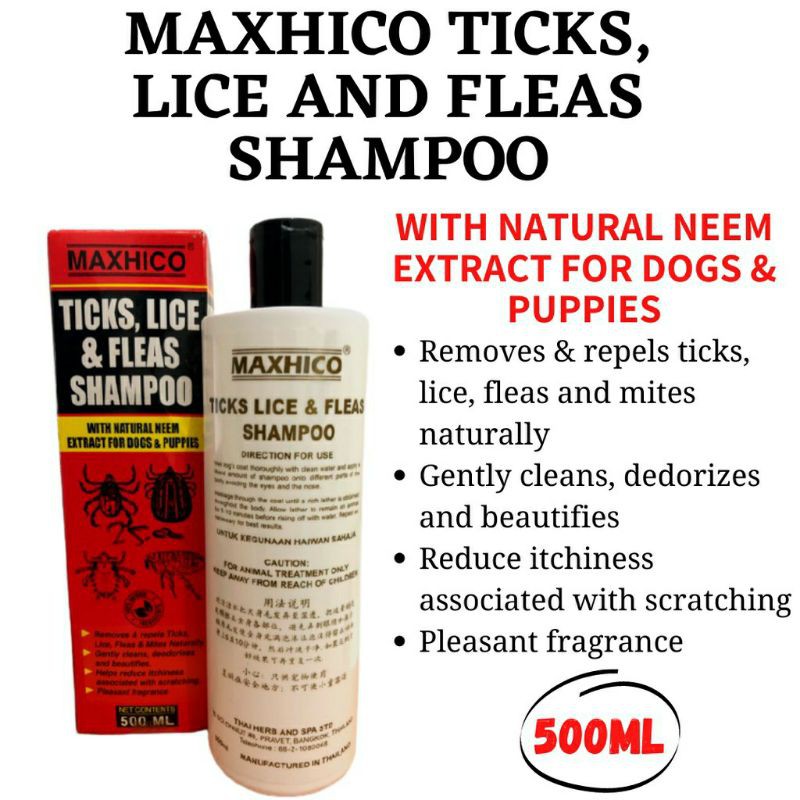 Maxhico Ticks, Lice & Fleas Shampoo For Pet Dogs Puppies (500ml