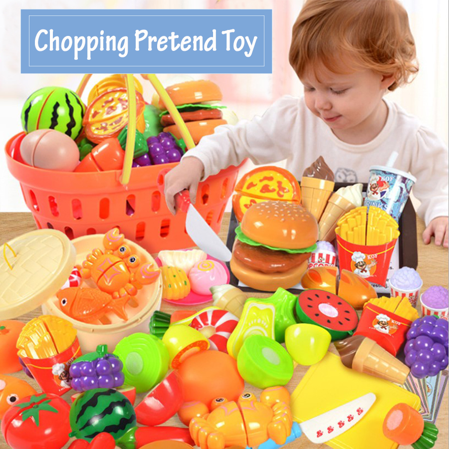 Baby Kitchen Play Set Vegetables Fruits Cutting Food Chopping Kids Toy