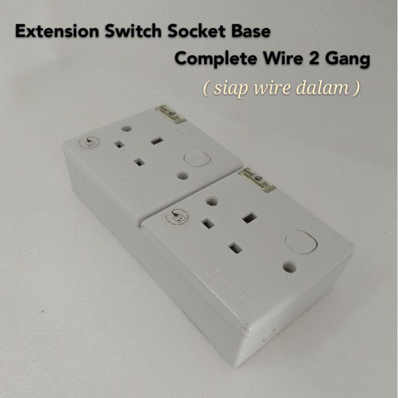 Extension Trailing Socket Base 2 Gang Complete Wire ( siap wire dalam ...