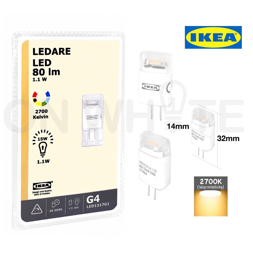 LED Rocket Bulb G4 1.1W 2700K Warmhite - IKEA LEDARE [Replace Halogen 2Pin / 2P 10W & ] /OSRAM | Shopee Malaysia