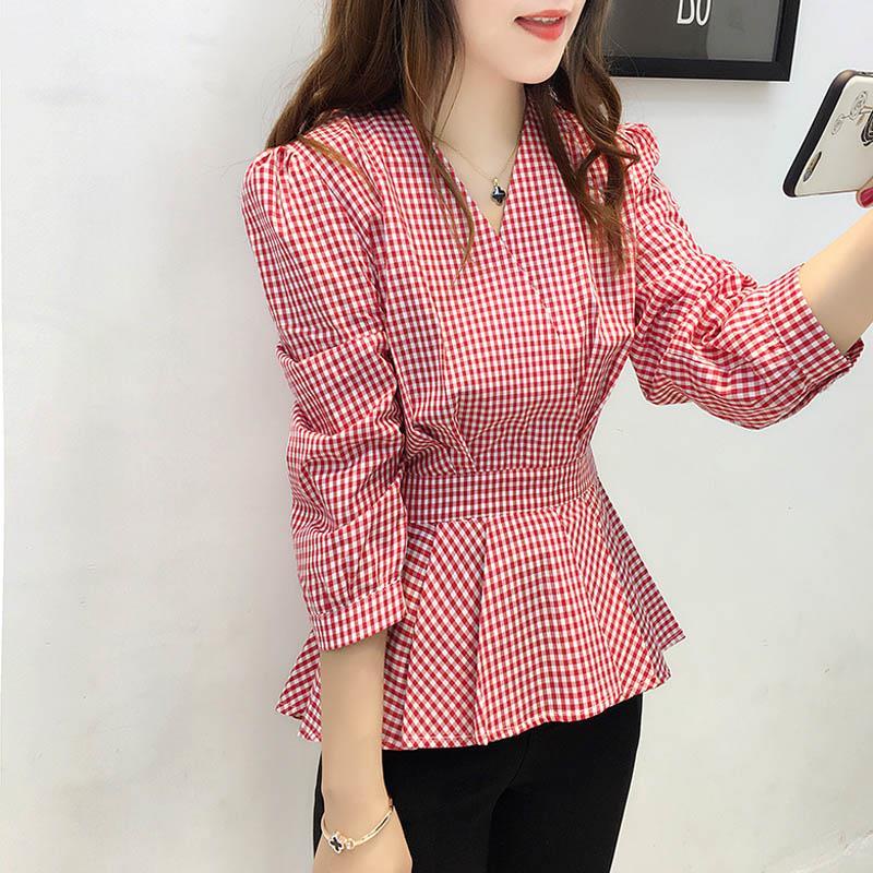 Baggy Plaid Womens Blouse