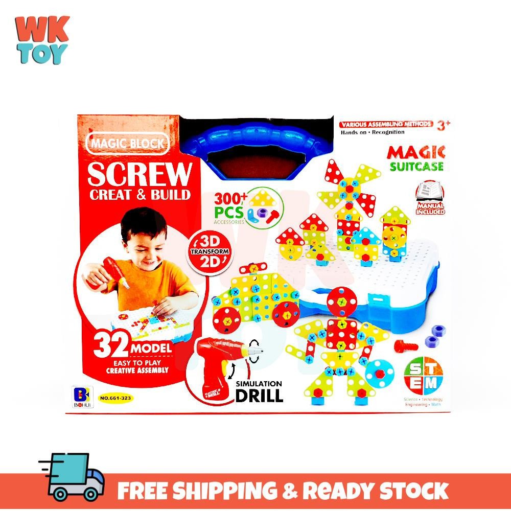 For Kids Drill Screw Nut Disassembly Assembly Children Drill 3D