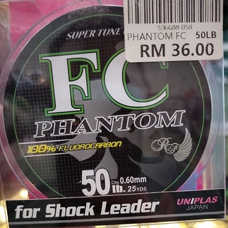 FC Phantom 100% Fluorocarbon Fishing Shock Leader Line 30lb 0.50mm 25yds  Japan