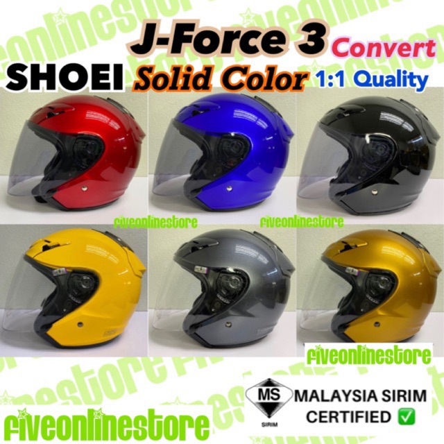 SHOEI J-Force 3 JF3 Convert Solid Color SIRIM Open Face
