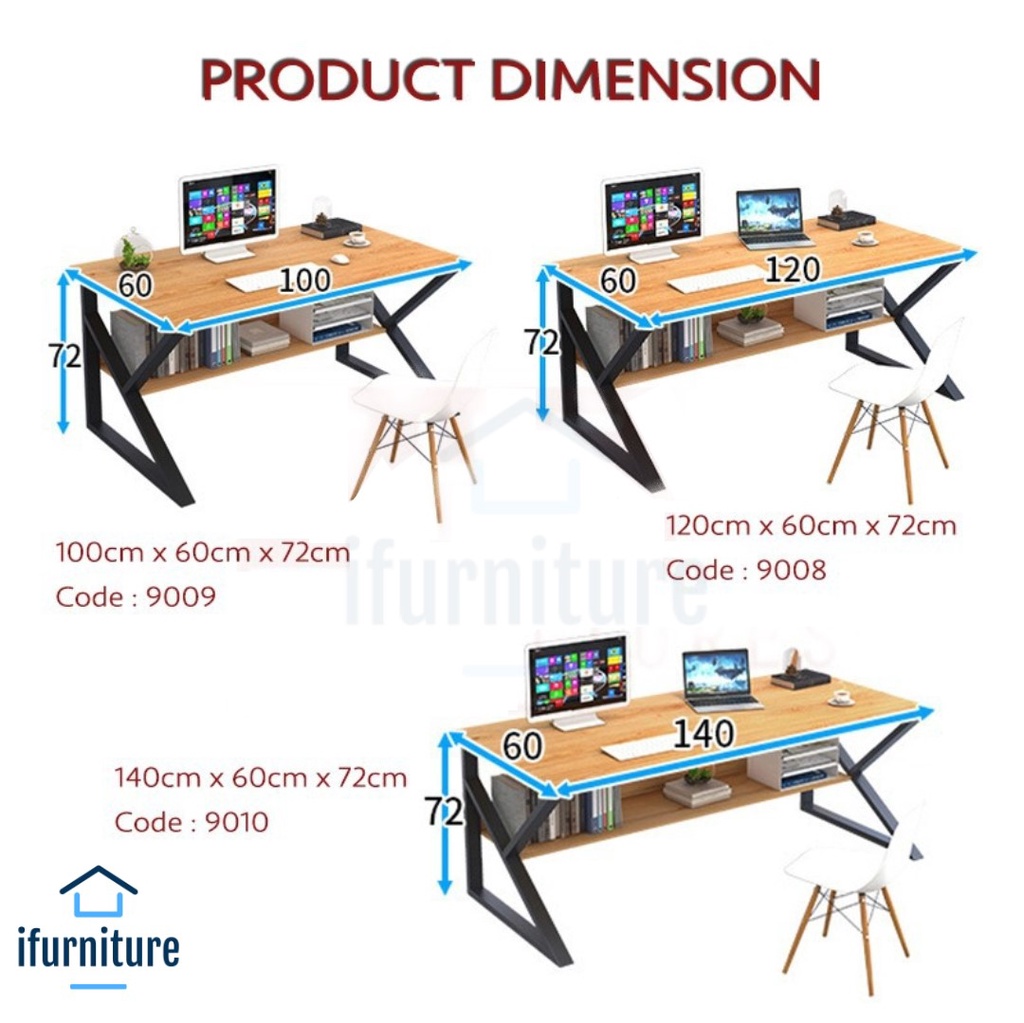 Large Computer Table Desk Workstation with Shelf [9008-9010] | Shopee ...