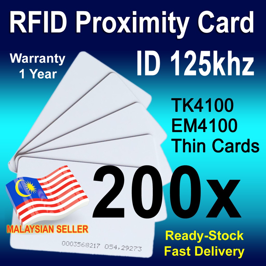 200pcs of RFID Proximity ID 125Khz TK4100 Em4100 Thin Card EM 125 Khz ...
