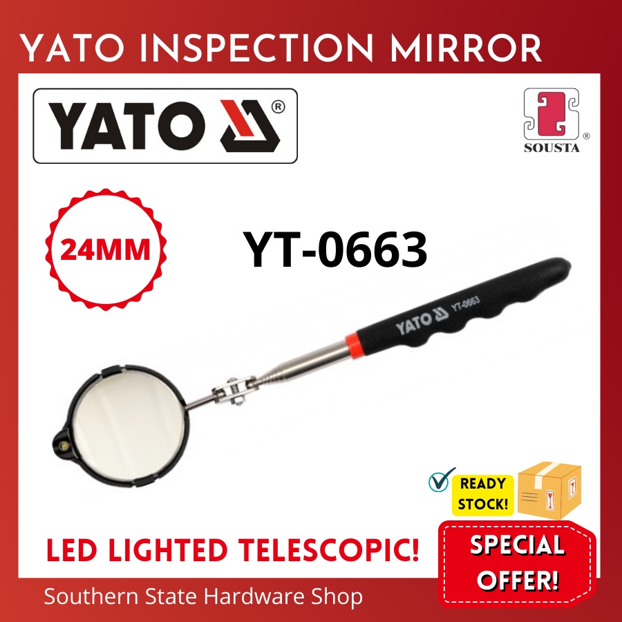 YT-0663 YATO LED LIGHTED TELESCOPIC INSPECTION MIRROR YT-0663 | Shopee ...
