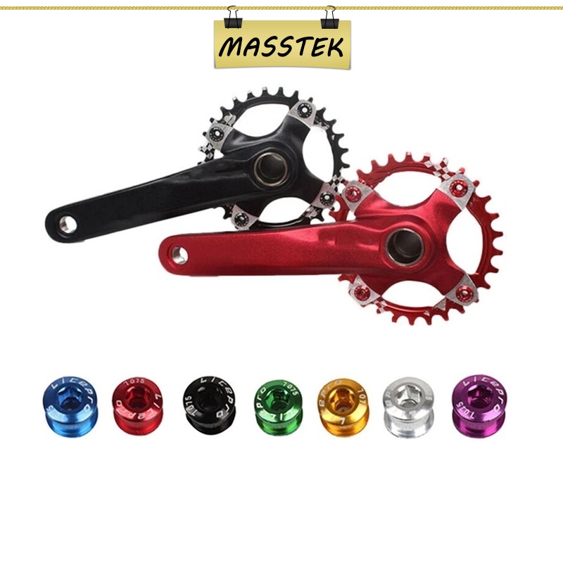 Chooee M8 Double Chainring Bolt Set - Red Steel Chain Ring Bolts & Nuts For Double/Triple Cranksets, 5-Pack