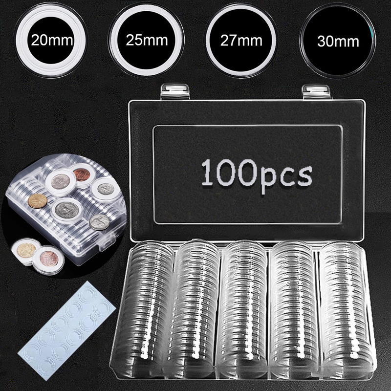20/25/27/30mm 100Pcs Coin Capsules Holder Commemorative Coin Holder