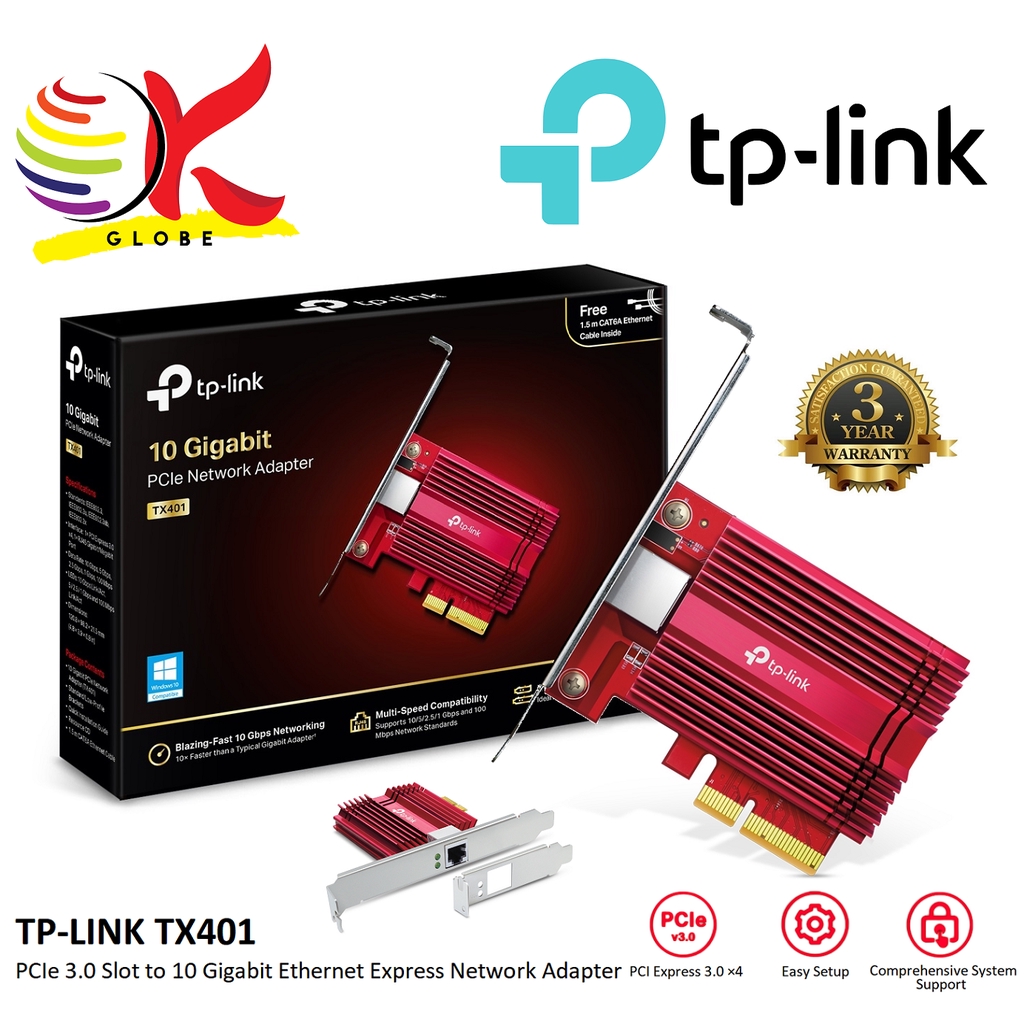 TP-LINK TX401 PCIE 3.0 SLOT TO 10 GIGABIT ETHERNET EXPRESS NETWORK ...