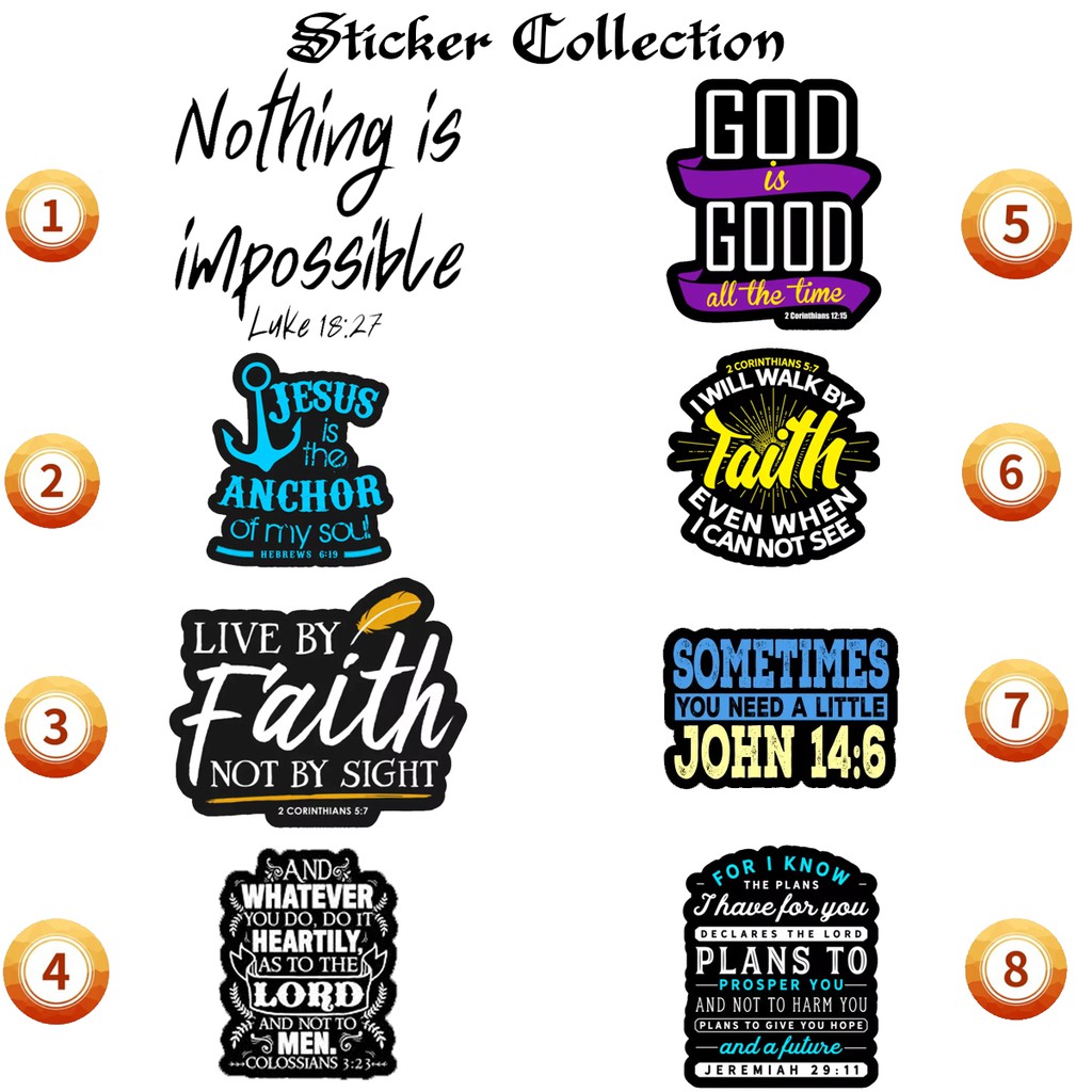 Bible Verse Sticker Vinyls Decals for Motorcycle / Cars Waterproof ...