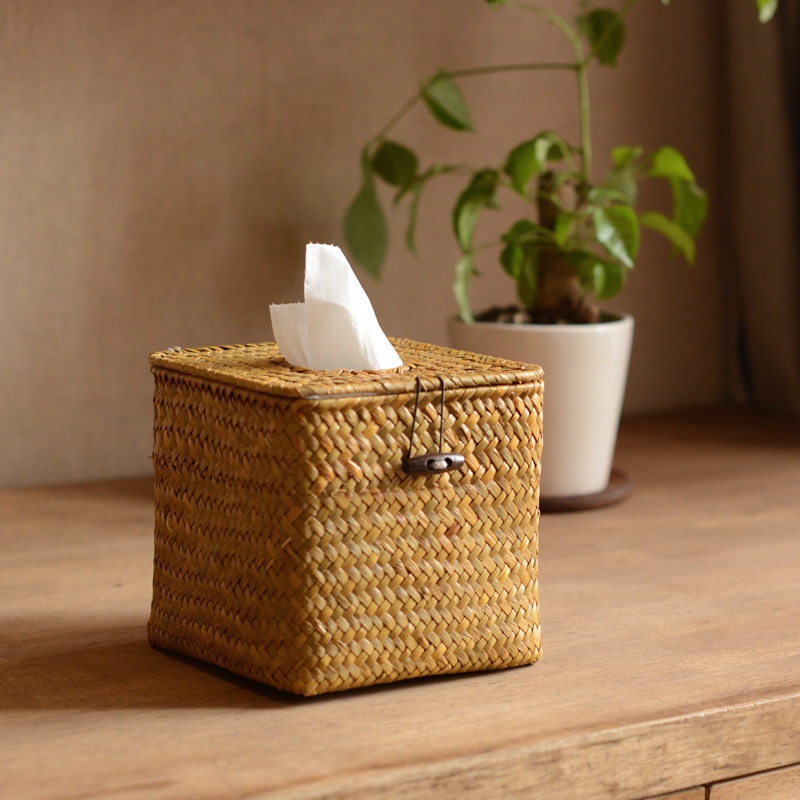 Hand-Woven Seaweed Rattan Tissue Box Cover Toilet Pumping Tube | Shopee ...